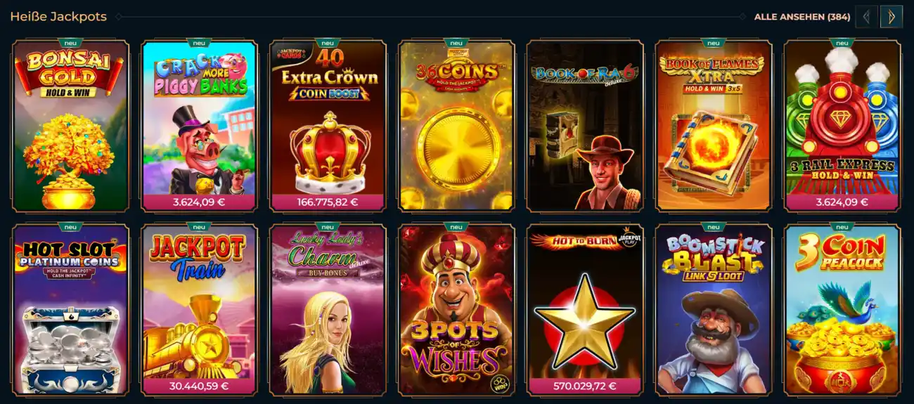 MonsterWin Casino Jackpots und Sofortgewinne